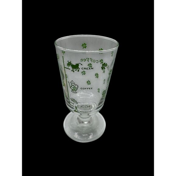 Irish Coffee Glass With Green Shamrock Pattern & Recipe Detail St Patrick's Day - Picture 5 of 11